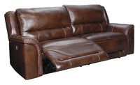 Catanzaro Mahogany Power Reclining Sofa w/ Adjustable Headrests-Jennifer Furniture