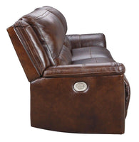 Catanzaro Mahogany Power Reclining Sofa w/ Adjustable Headrests-Jennifer Furniture