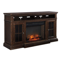 Wooden Dark Brown T.V stands with Fireplace