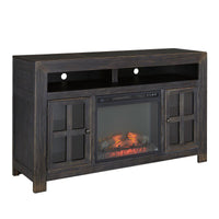 Wooden Dark Brown T.V stands with Fireplace Insert